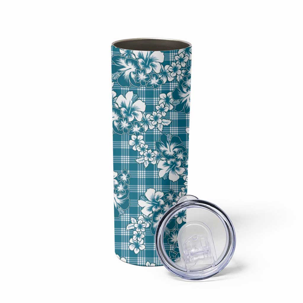 Hibiscus Pakala Ocean Depths Blue Skinny Tumbler Tropical Floral Stylized - Polynesian Pride