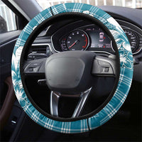 Hibiscus Pakala Ocean Depths Blue Steering Wheel Cover Tropical Floral Stylized - Polynesian Pride