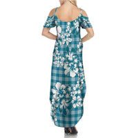 Hibiscus Pakala Ocean Depths Blue Summer Maxi Dress Tropical Floral Stylized - Polynesian Pride