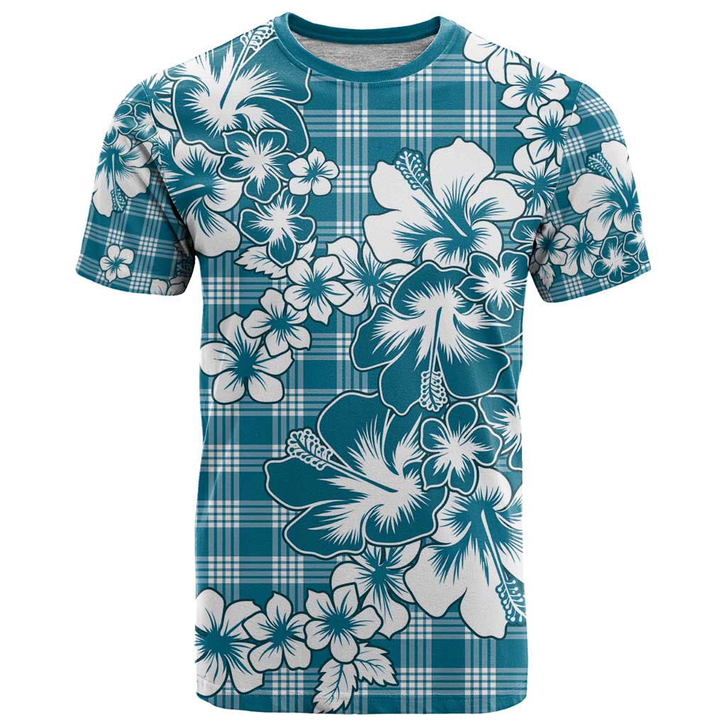 Hibiscus Pakala Ocean Depths Blue T Shirt Tropical Floral Stylized - Polynesian Pride