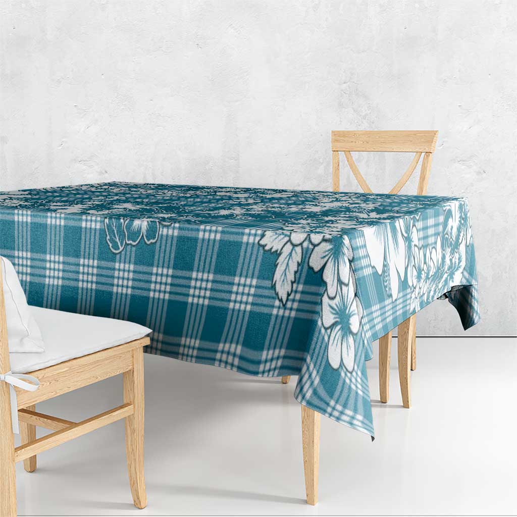 Hibiscus Pakala Ocean Depths Blue Tablecloth Tropical Floral Stylized - Polynesian Pride