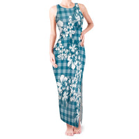 Hibiscus Pakala Ocean Depths Blue Tank Maxi Dress Tropical Floral Stylized - Polynesian Pride