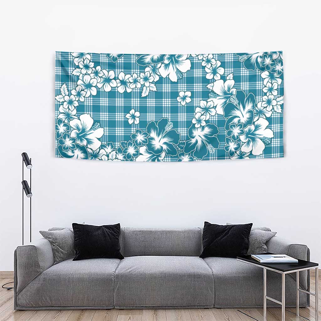 Hibiscus Pakala Ocean Depths Blue Tapestry Tropical Floral Stylized - Polynesian Pride