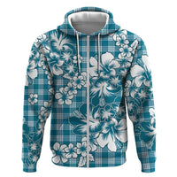 Hibiscus Pakala Ocean Depths Blue Zip Hoodie Tropical Floral Stylized - Polynesian Pride