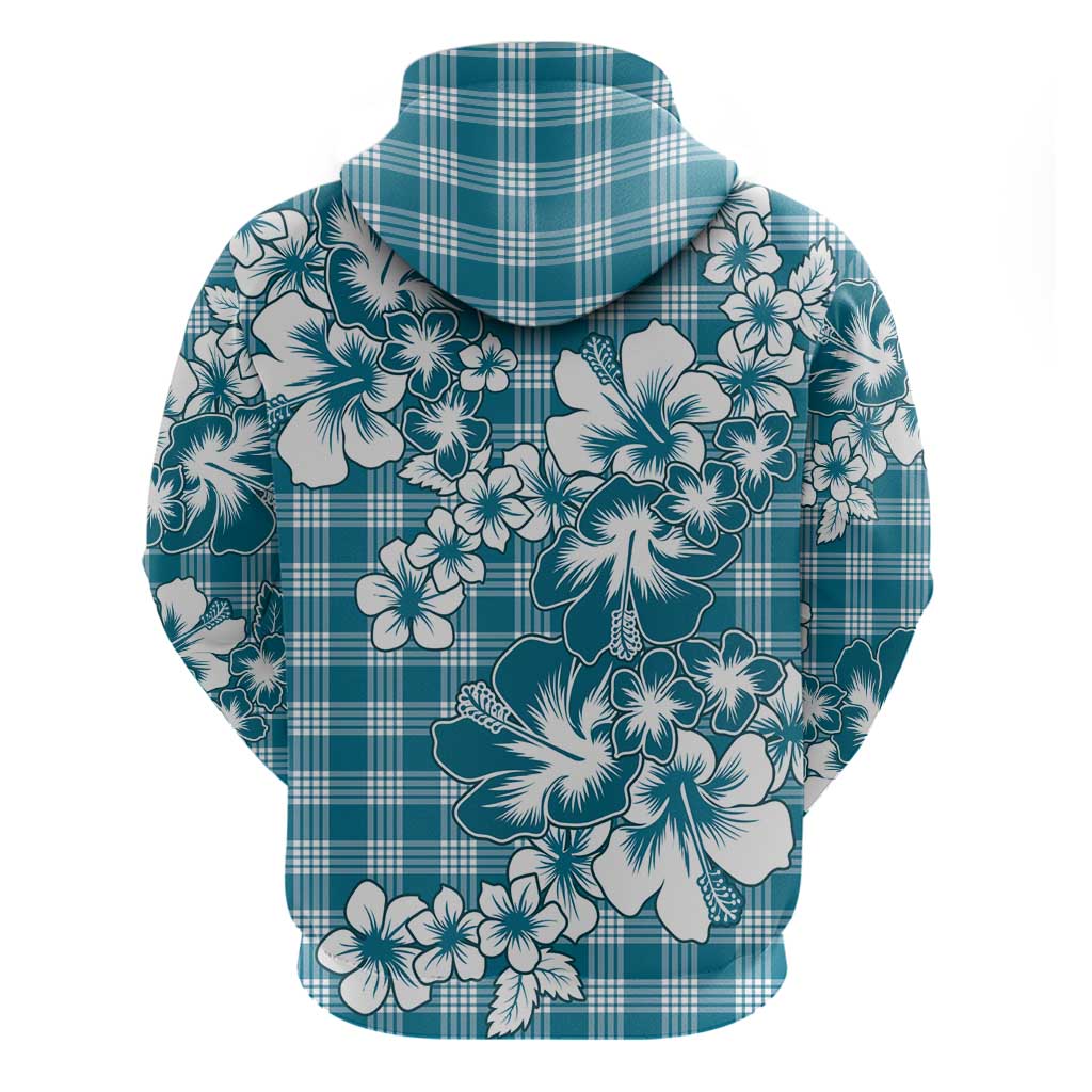 Hibiscus Pakala Ocean Depths Blue Zip Hoodie Tropical Floral Stylized - Polynesian Pride