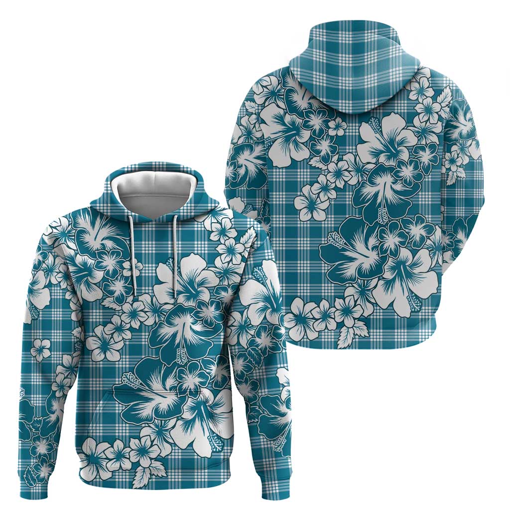Hibiscus Pakala Ocean Depths Blue Zip Hoodie Tropical Floral Stylized - Polynesian Pride