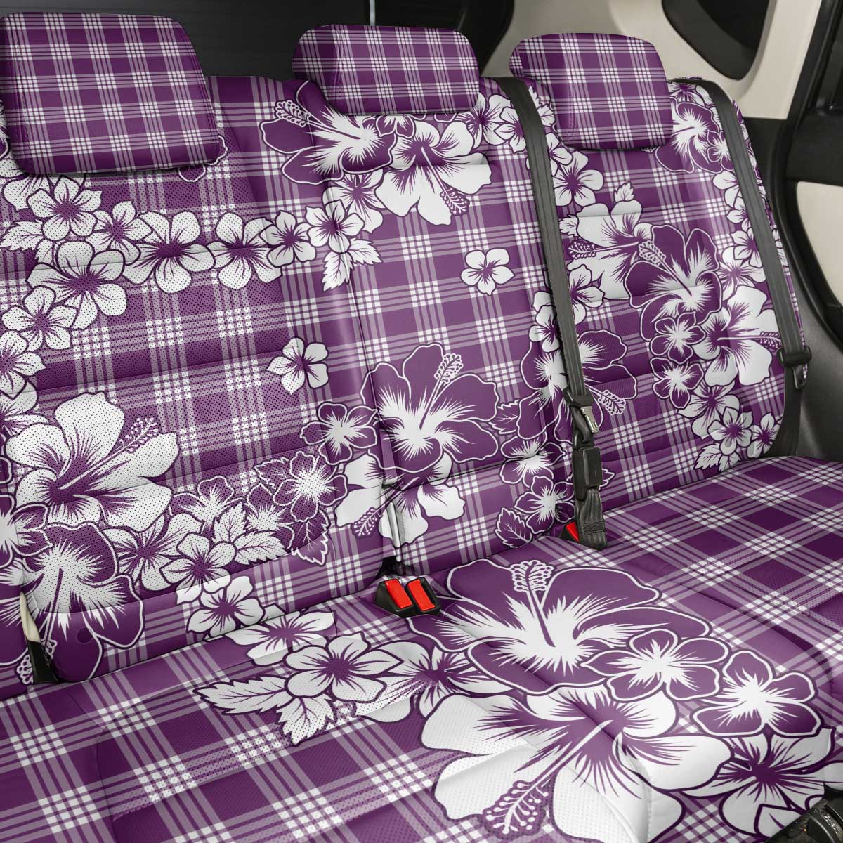 Hibiscus Pakala Sweetie Purple Back Car Seat Cover Tropical Floral Stylized - Polynesian Pride