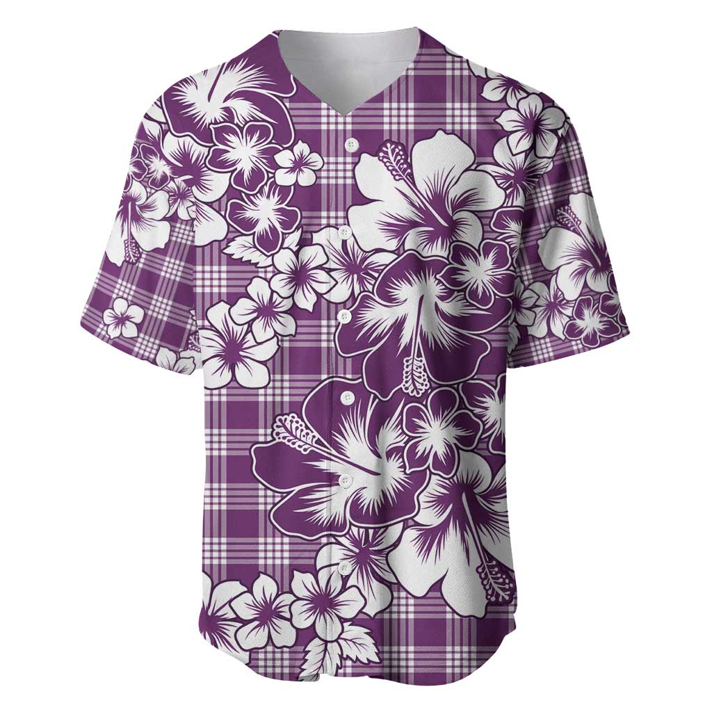 Hibiscus Pakala Sweetie Purple Baseball Jersey Tropical Floral Stylized - Polynesian Pride