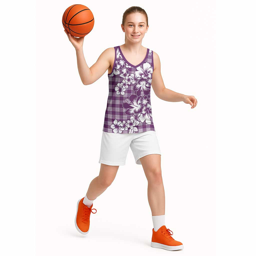 Hibiscus Pakala Sweetie Purple Basketball Jersey Tropical Floral Stylized - Polynesian Pride