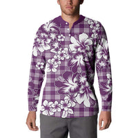 Hibiscus Pakala Sweetie Purple Button Sweatshirt Tropical Floral Stylized - Polynesian Pride
