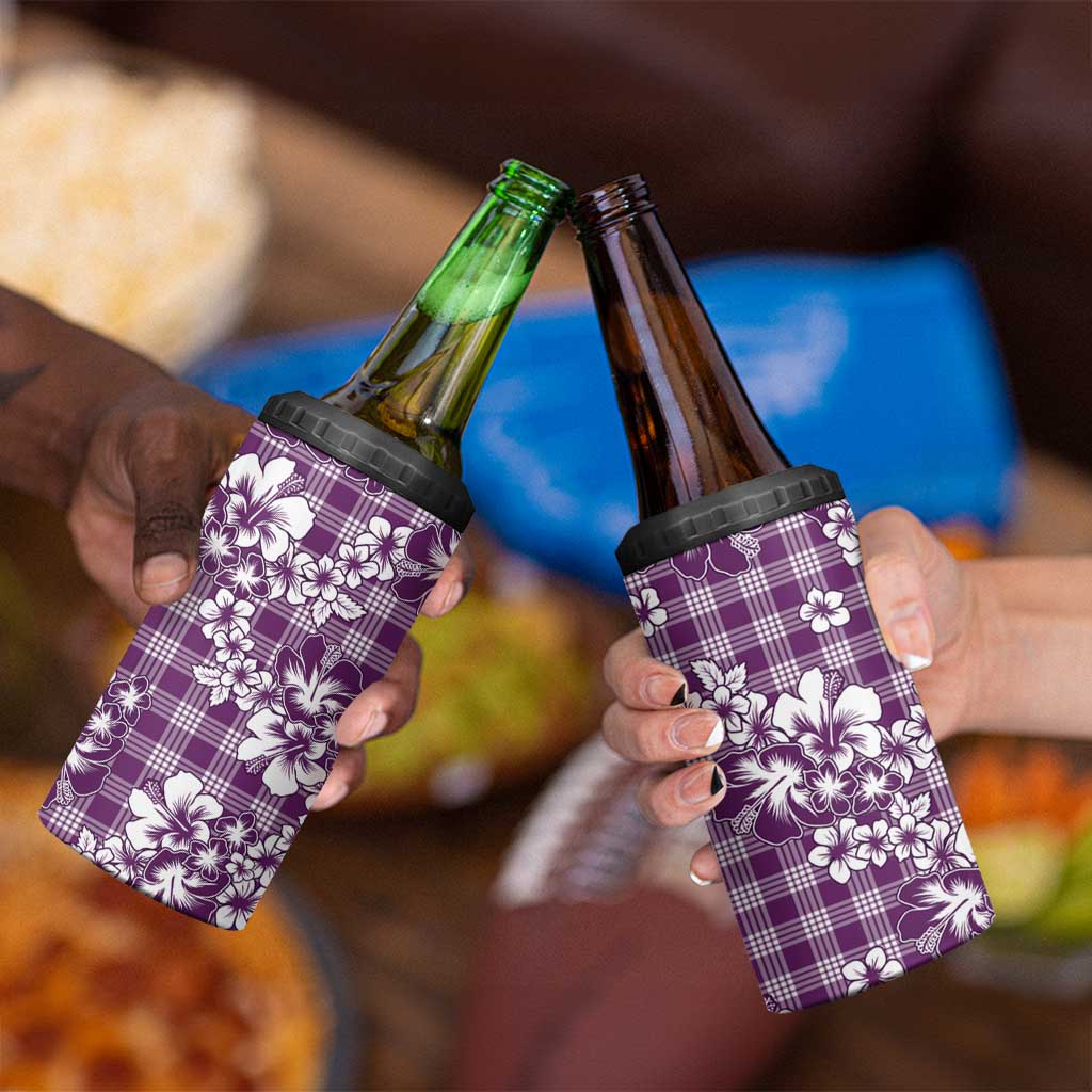 Hibiscus Pakala Sweetie Purple 4 in 1 Can Cooler Tumbler Tropical Floral Stylized - Polynesian Pride