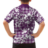 Hibiscus Pakala Sweetie Purple Family Matching Puletasi and Hawaiian Shirt Tropical Floral Stylized - Polynesian Pride