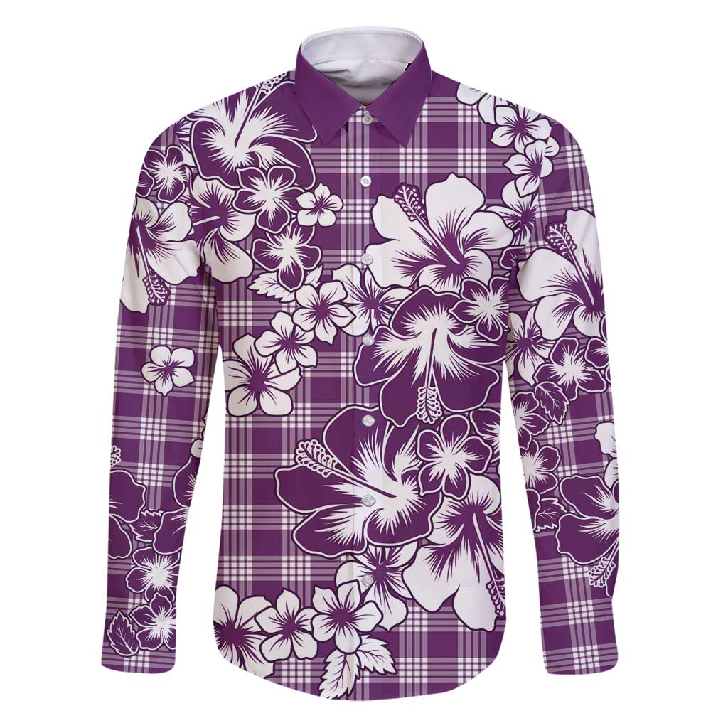 Hibiscus Pakala Sweetie Purple Family Matching Puletasi and Hawaiian Shirt Tropical Floral Stylized - Polynesian Pride