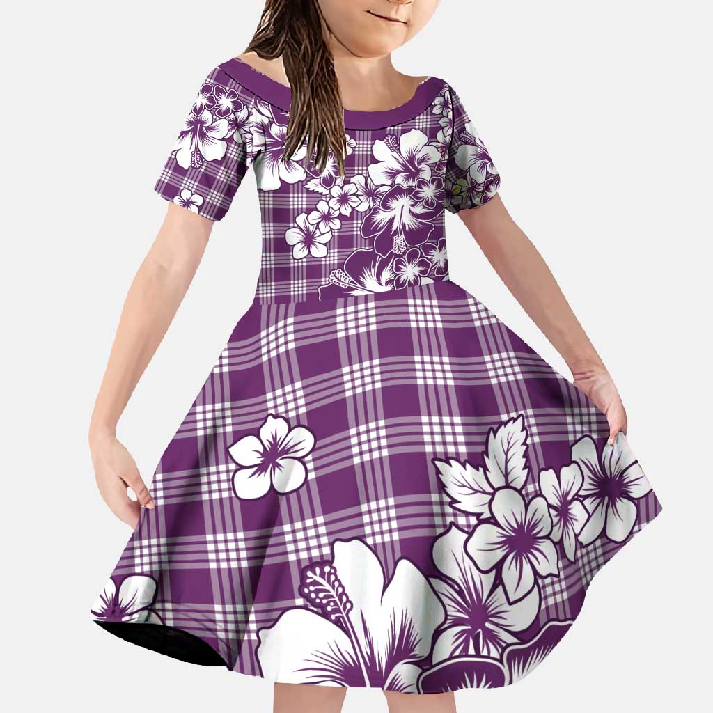 Hibiscus Pakala Sweetie Purple Family Matching Short Sleeve Bodycon Dress and Hawaiian Shirt Tropical Floral Stylized - Polynesian Pride