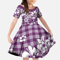 Hibiscus Pakala Sweetie Purple Family Matching Short Sleeve Bodycon Dress and Hawaiian Shirt Tropical Floral Stylized - Polynesian Pride