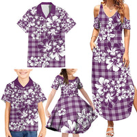 Hibiscus Pakala Sweetie Purple Family Matching Summer Maxi Dress and Hawaiian Shirt Tropical Floral Stylized - Polynesian Pride