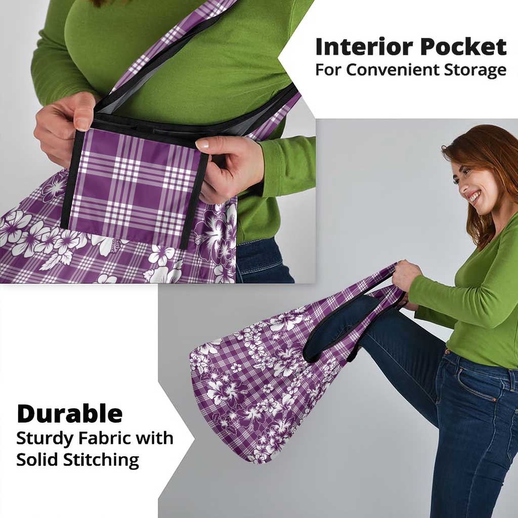 Hibiscus Pakala Sweetie Purple Grocery Bag Tropical Floral Stylized - Polynesian Pride