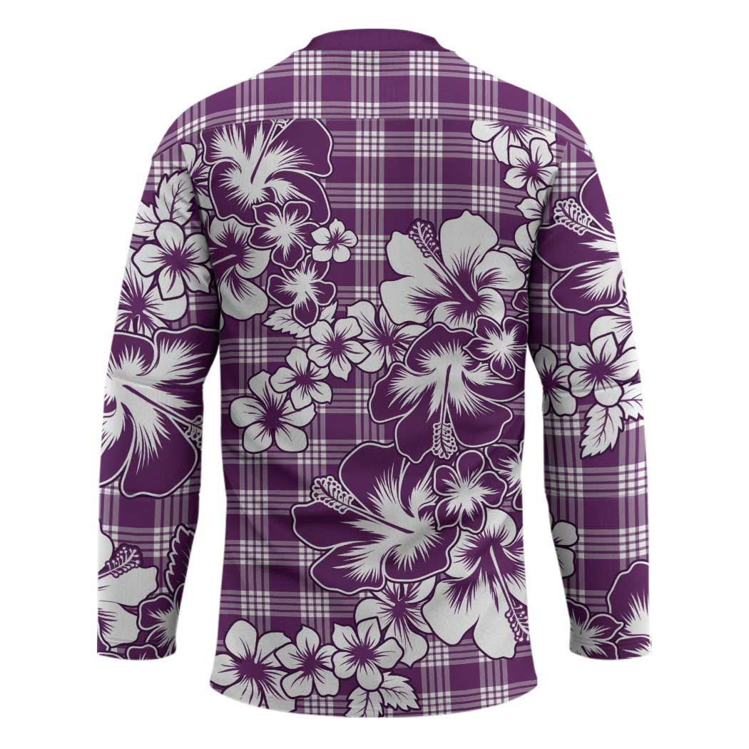 Hibiscus Pakala Sweetie Purple Hockey Jersey Tropical Floral Stylized - Polynesian Pride