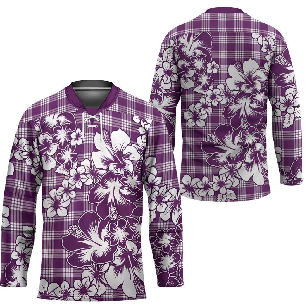 Hibiscus Pakala Sweetie Purple Hockey Jersey Tropical Floral Stylized - Polynesian Pride