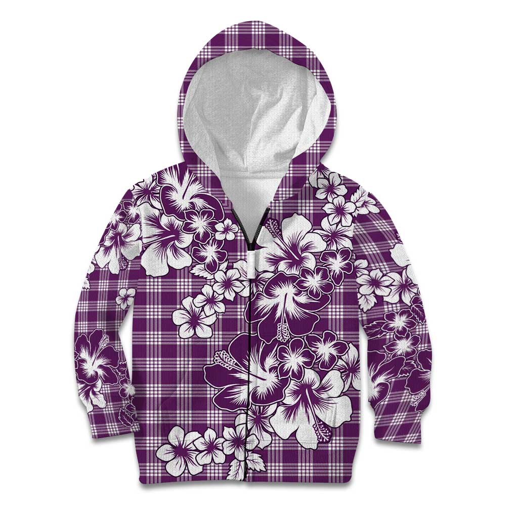 Hibiscus Pakala Sweetie Purple Kid Hoodie Tropical Floral Stylized LT01 Zip Hoodie Purple - Polynesian Pride