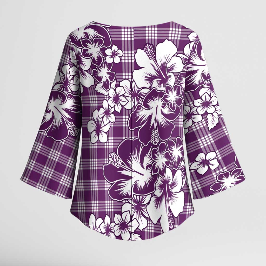 Hibiscus Pakala Sweetie Purple Kimono Sleeve Blouse Tropical Floral Stylized - Polynesian Pride