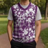 Hibiscus Pakala Sweetie Purple Christmas Knitted V-Neck Vest Tropical Floral Stylized - Polynesian Pride