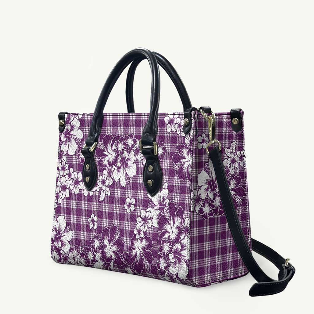 Hibiscus Pakala Sweetie Purple Leather Bag Tropical Floral Stylized - Polynesian Pride
