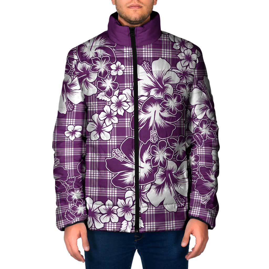 Hibiscus Pakala Sweetie Purple Padded Jacket Tropical Floral Stylized - Polynesian Pride