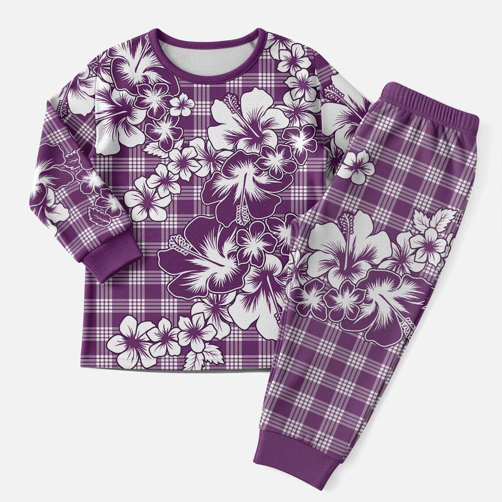 Hibiscus Pakala Sweetie Purple Christmas Pajama Set Tropical Floral Stylized - Polynesian Pride
