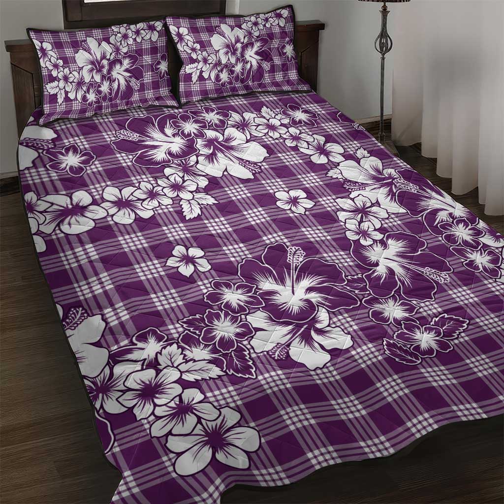 Hibiscus Pakala Sweetie Purple Quilt Bed Set Tropical Floral Stylized - Polynesian Pride