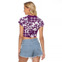 Hibiscus Pakala Sweetie Purple Raglan Cropped T Shirt Tropical Floral Stylized - Polynesian Pride