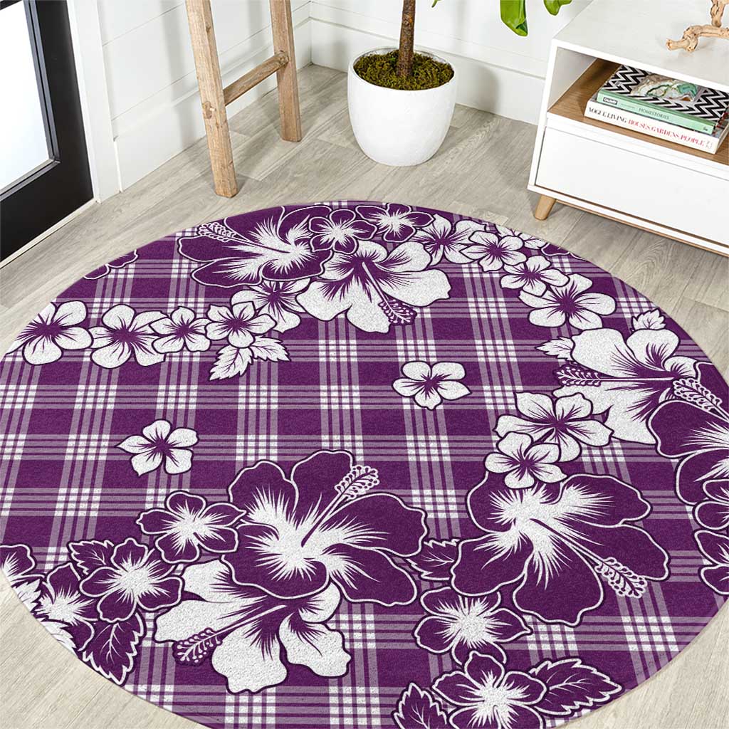Hibiscus Pakala Sweetie Purple Round Carpet Tropical Floral Stylized - Polynesian Pride