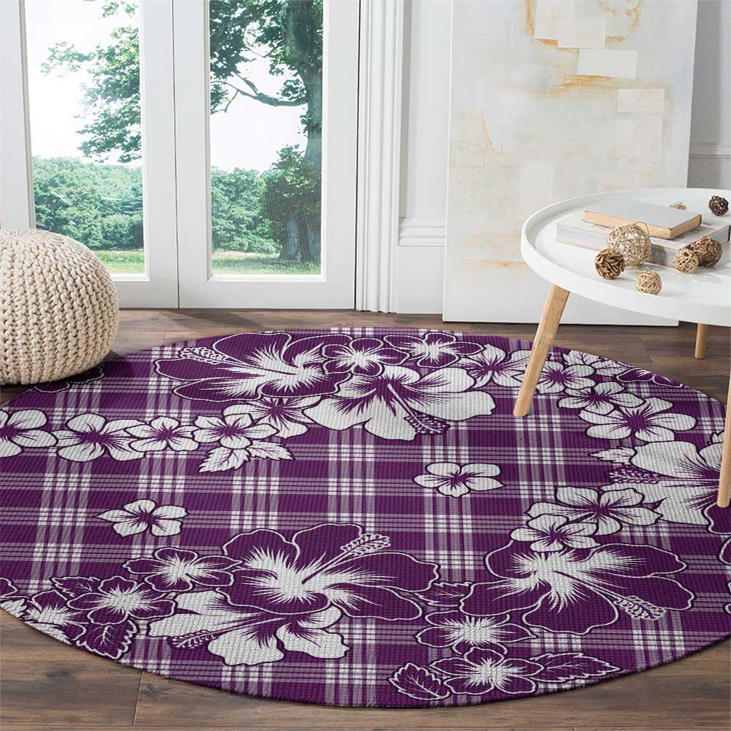 Hibiscus Pakala Sweetie Purple Round Carpet Tropical Floral Stylized - Polynesian Pride