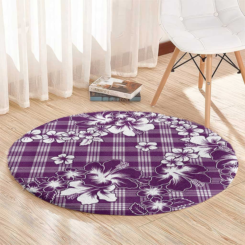 Hibiscus Pakala Sweetie Purple Round Carpet Tropical Floral Stylized - Polynesian Pride