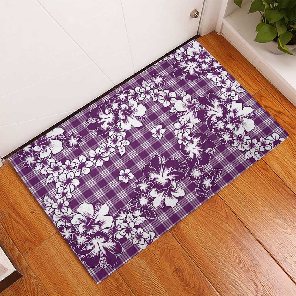 Hibiscus Pakala Sweetie Purple Rubber Doormat Tropical Floral Stylized - Polynesian Pride