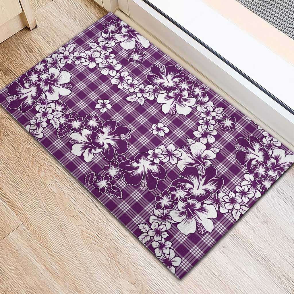 Hibiscus Pakala Sweetie Purple Rubber Doormat Tropical Floral Stylized - Polynesian Pride