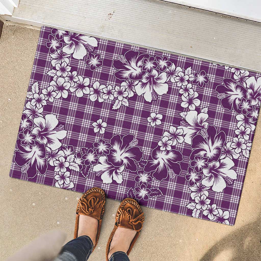 Hibiscus Pakala Sweetie Purple Rubber Doormat Tropical Floral Stylized - Polynesian Pride