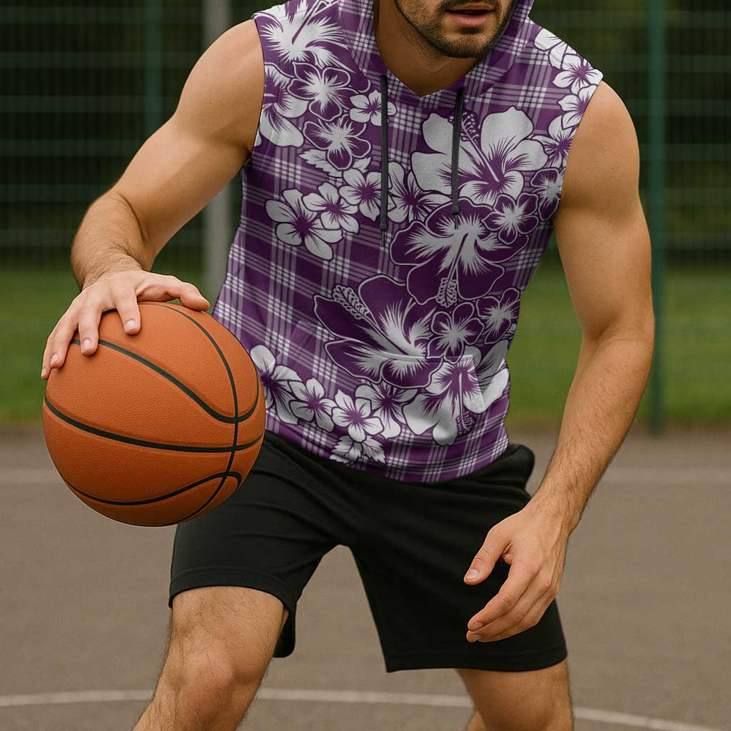 Hibiscus Pakala Sweetie Purple Sleeveless Hoodie Tropical Floral Stylized - Polynesian Pride