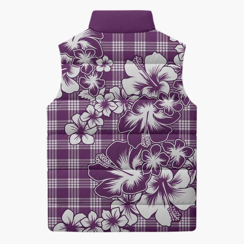 Hibiscus Pakala Sweetie Purple Sleeveless Puffer Jacket Tropical Floral Stylized - Polynesian Pride