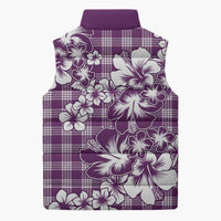 Hibiscus Pakala Sweetie Purple Sleeveless Puffer Jacket Tropical Floral Stylized - Polynesian Pride