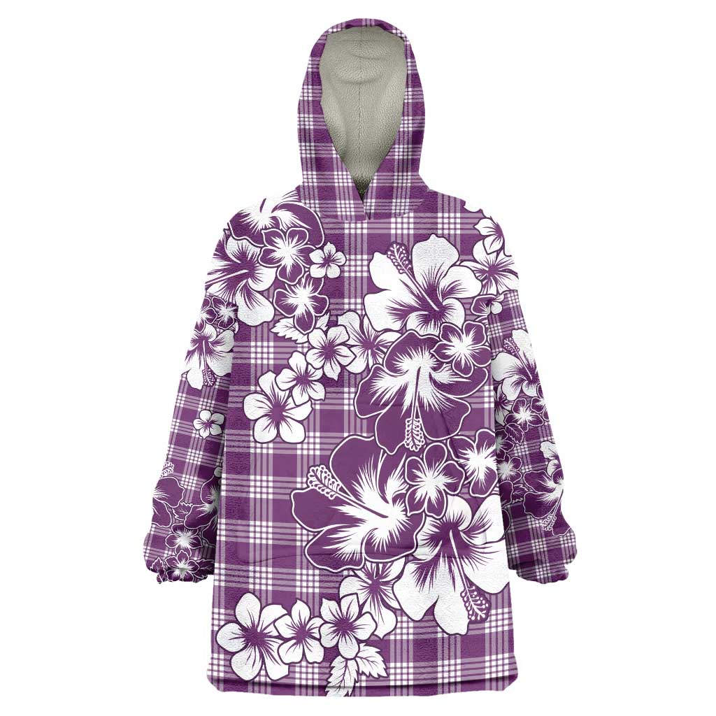 Hibiscus Pakala Sweetie Purple Wearable Blanket Hoodie Tropical Floral Stylized - Polynesian Pride