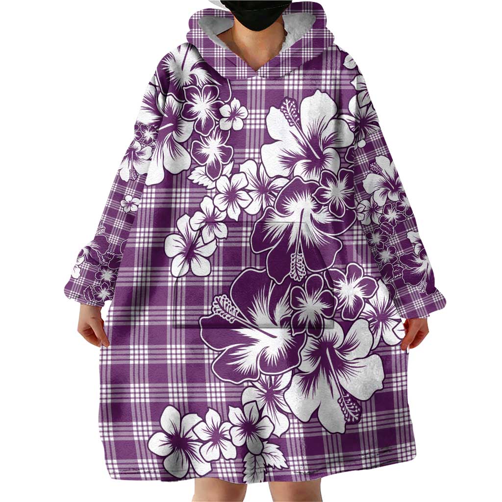 Hibiscus Pakala Sweetie Purple Wearable Blanket Hoodie Tropical Floral Stylized - Polynesian Pride