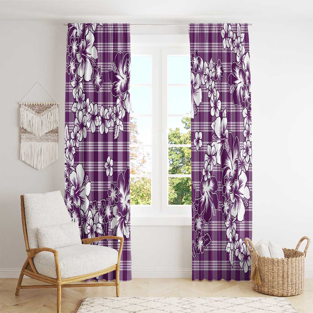 Hibiscus Pakala Sweetie Purple Window Curtain Tropical Floral Stylized - Polynesian Pride