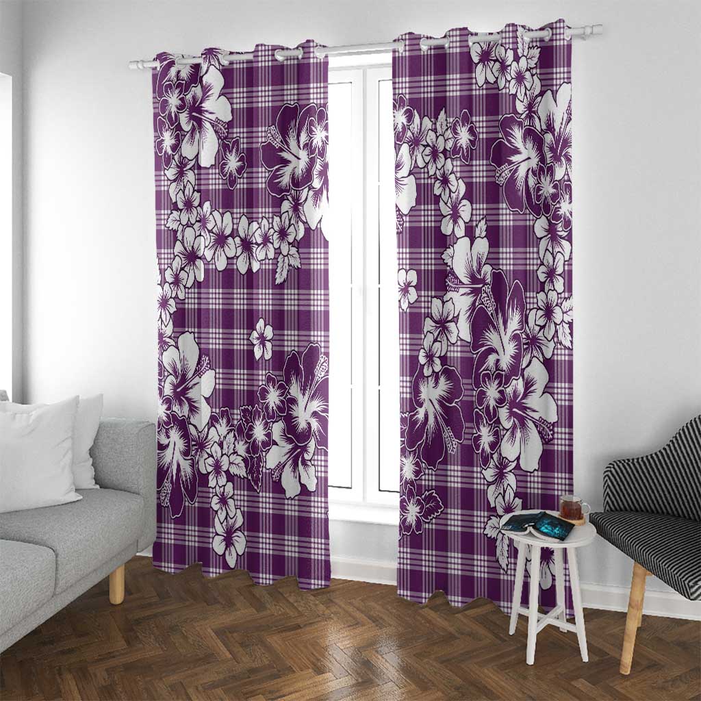 Hibiscus Pakala Sweetie Purple Window Curtain Tropical Floral Stylized - Polynesian Pride