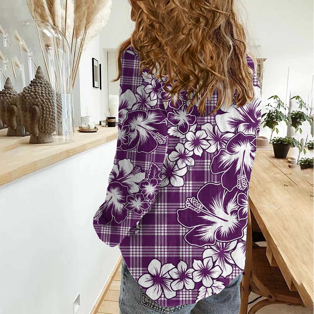 Hibiscus Pakala Sweetie Purple Women Casual Shirt Tropical Floral Stylized - Polynesian Pride