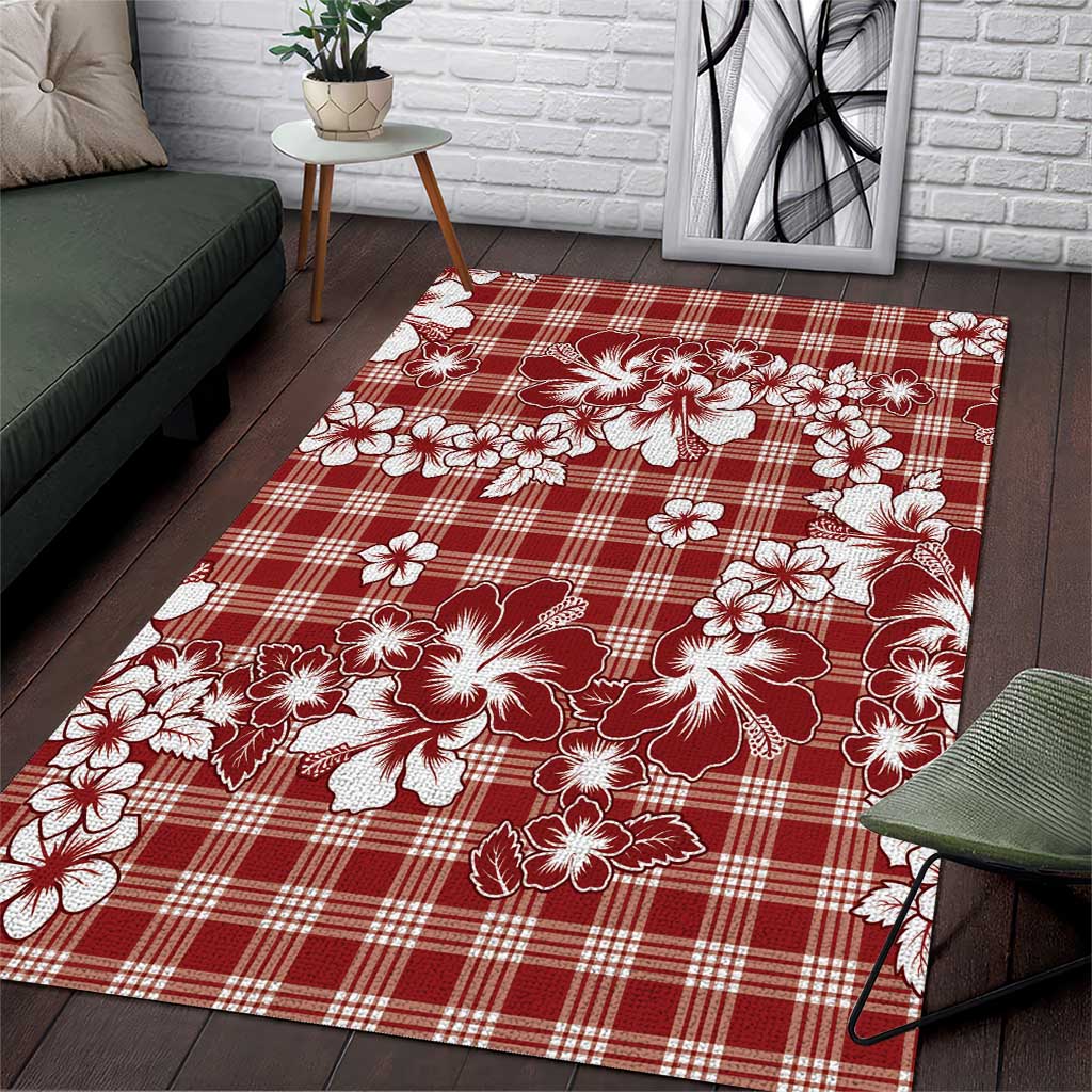 Hibiscus Pakala Fantasy Red Area Rug Tropical Floral Stylized - Polynesian Pride