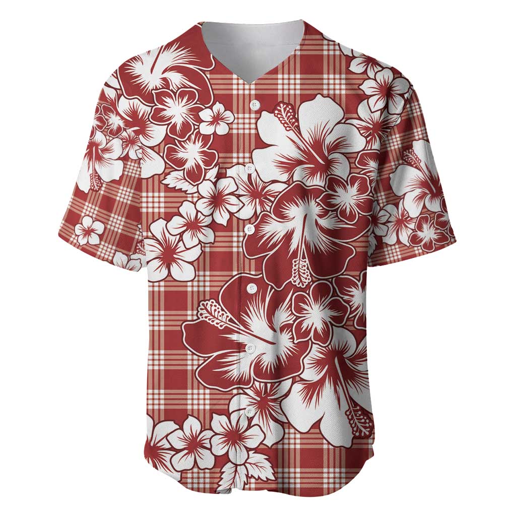 Hibiscus Pakala Fantasy Red Baseball Jersey Tropical Floral Stylized - Polynesian Pride