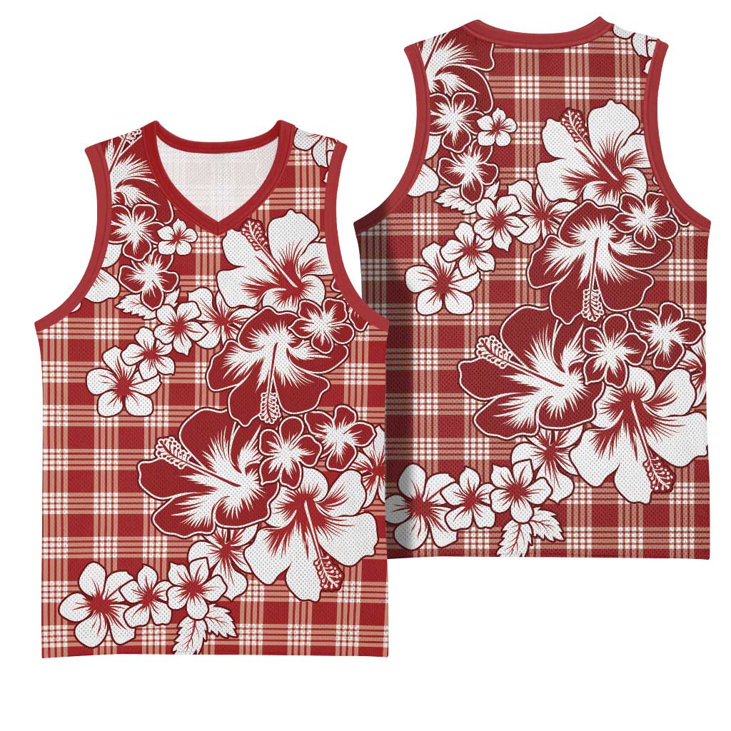 Hibiscus Pakala Fantasy Red Basketball Jersey Tropical Floral Stylized - Polynesian Pride
