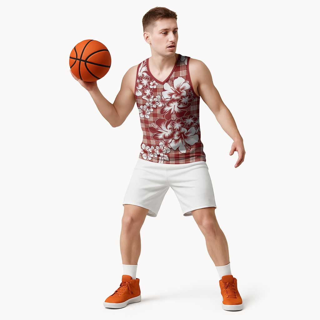 Hibiscus Pakala Fantasy Red Basketball Jersey Tropical Floral Stylized - Polynesian Pride