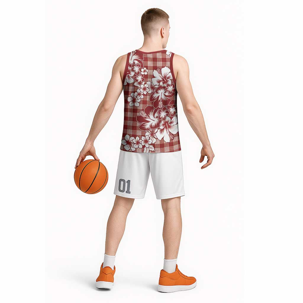 Hibiscus Pakala Fantasy Red Basketball Jersey Tropical Floral Stylized - Polynesian Pride